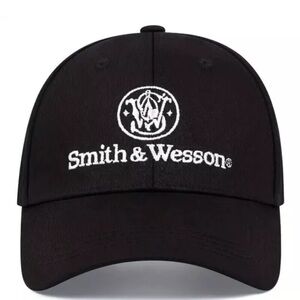 SMITH & WESSON BLACK ADJUSTABLE VELCRO BACK BASEBALL CAP HAT GUN HAT